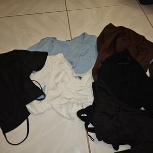 SHEIN Women's Tops - Black, White, Blue, Brown